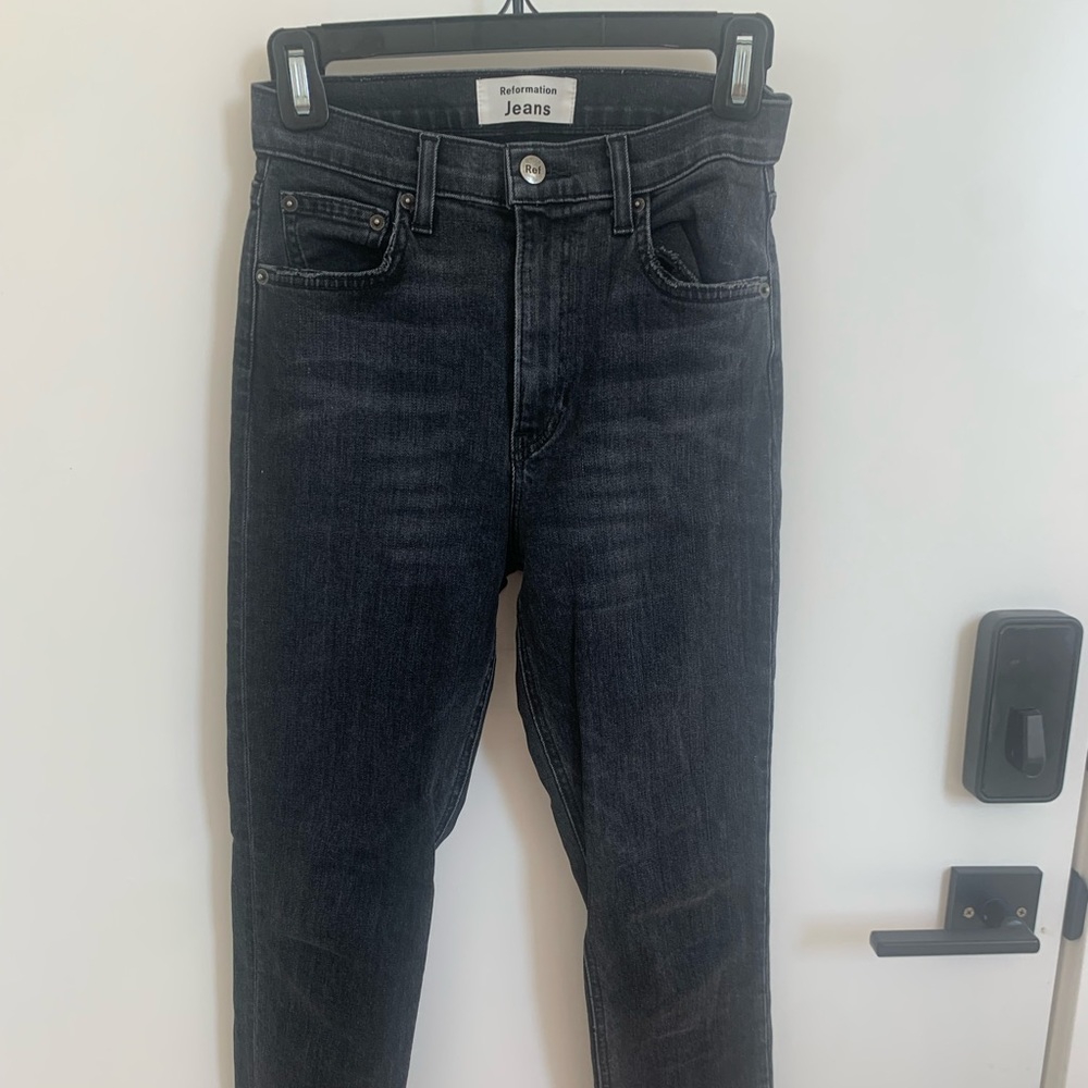 Reformation black straight leg jeans